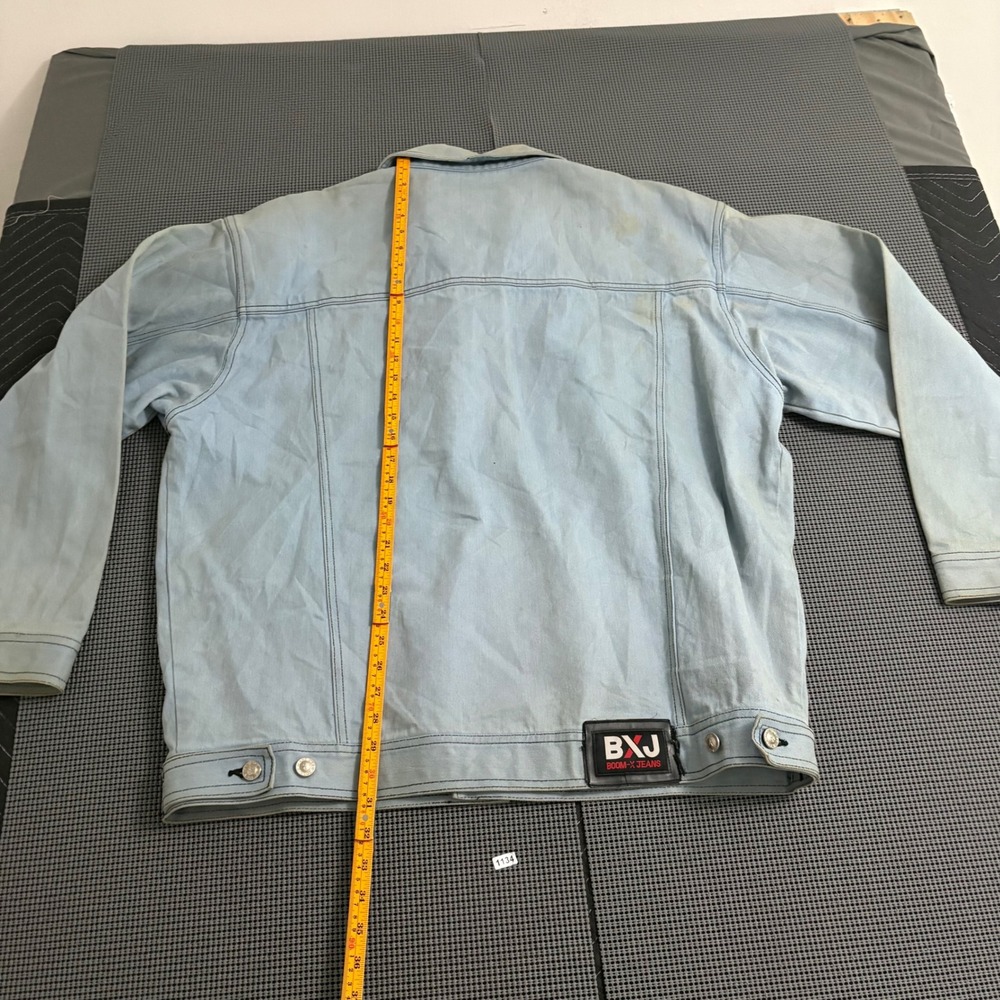 BXJ Boom-X Jeans Mens XL Vintage Light Wash Denim Trucker Jacket Blue Streetwear - Picture 3 of 4